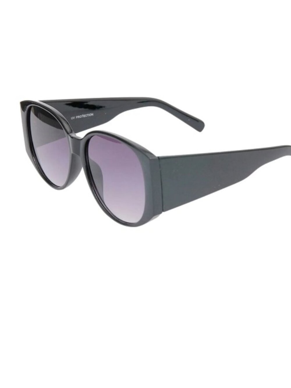 Ferragamo Style Black Rounded Wide Arm Sunglasses